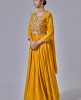 Yellow Dola Silk Slub Hand Embroidered Anarkali Suit 